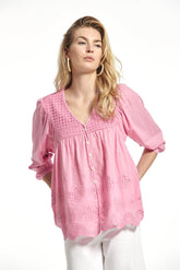 PERFORATED EMBROIDERED VOILE ALBIS SHIRT